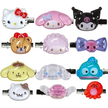 小禮堂 Sanrio 三麗鷗 樹脂水晶髮夾2入組 (好友大臉款) Kitty 酷洛米 大耳狗 漢頓