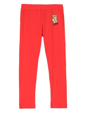 Moschino Kids - logo-print trousers - kids - Elastane/Cotton - 10 - Red