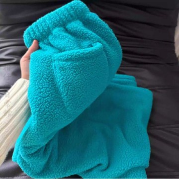 🔥3件8折🍊台北出貨🍊可開發票 強貨閉眼入!湖藍色搖粒絨褲子女夏季寬鬆保暖休閒百搭羊羔絨衛褲