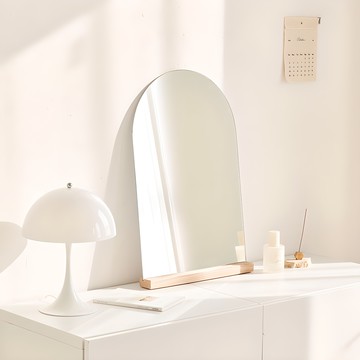 Tonton木質化妝鏡 M號  銀色 + 木色