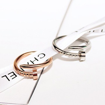 鈦鋼 個性釘子戒指指環 防過敏不褪色氣質簡約飾品手飾女1入