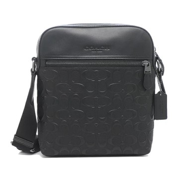 COACH 經典浮雕壓紋LOGO皮革肩背包 斜背包 黑色 4009 QBBK