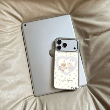 ins紫色花熊韓風ins高級感簡約適用iPhone17promax蘋果16手機殼