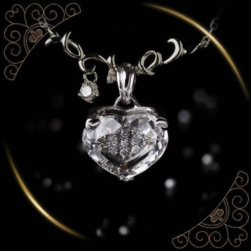 {迷幻珍寶}白水晶心形項鏈女吊墜 珠寶首飾原創設計925銀鍍鉑金鑲鑽七天預購+現貨