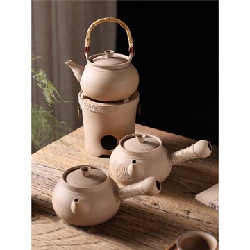 潮汕粗陶砂銚煮水壺耐高溫側把提梁壺煮茶小碳爐電陶爐專用燒水壺