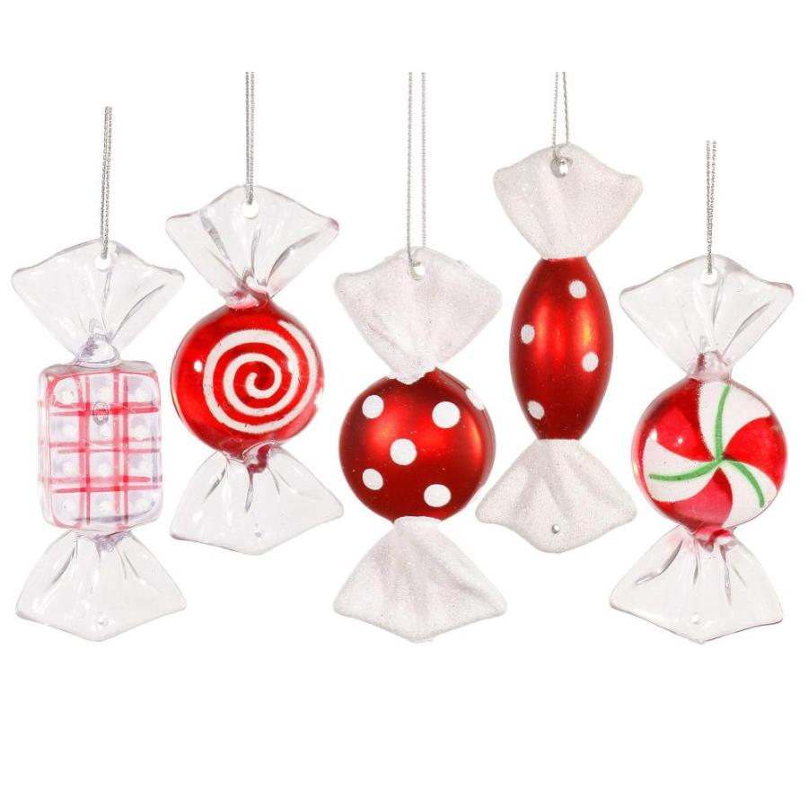 クリスマス 飾り |Vickerman O127303 3.5 in. Red-White Candy Orn