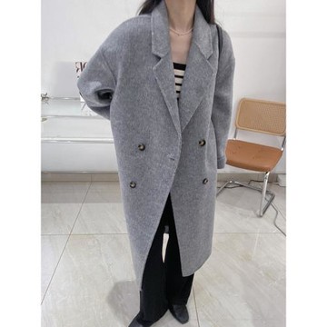 斷碼清倉長毛米白色雙面羊絨大衣女中長款羊毛呢外套2024秋冬新款