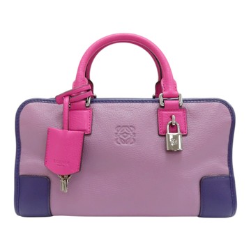 【二手名牌BRAND OFF】LOEWE 羅威 紫色 粉色 皮革 手提包