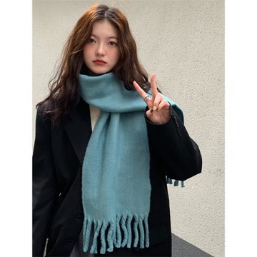 柔軟仿羊絨好看的圍巾女士2025新款加厚保暖純色百搭韓系學生圍脖