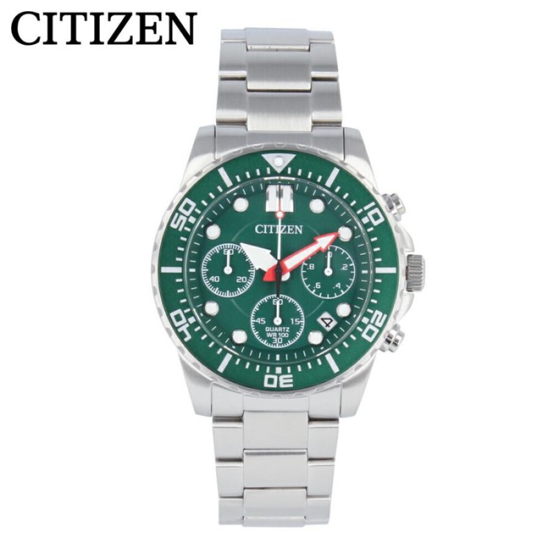 CITIZEN シチズン 腕時計 時計 メンズ 防水 クオーツ アナログ クロノグラフ ステンレス メタル シルバー グリーン AI5009-80X  1年保証 父の日 | LINEショッピング