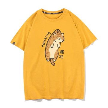 秀洛春季純棉擺爛短袖T恤男日系ins潮流原創衣服情侶裝半袖打底衫