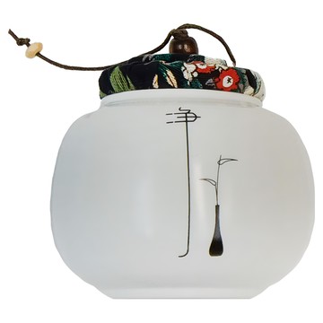 經典白瓷布蓋小茶罐 淨款  藍白色  1個