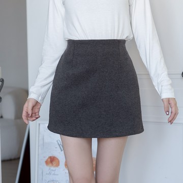 (超好搭)素面側拉鍊後鬆緊毛呢短裙 KT9801912【現+預】