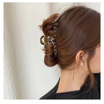 鏈條發抓夾一字發夾女夏鯊魚后腦勺頭飾頭發年新款大號發量多