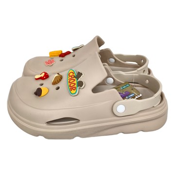 CHOOP 女段厚底輕便布希洞洞鞋  260mm  奶茶色