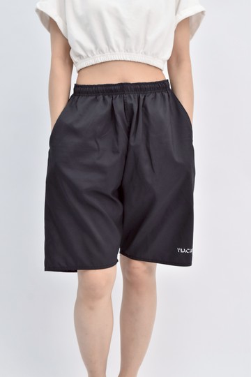 (M) via capri高腰運動鬆緊腰黑色短褲