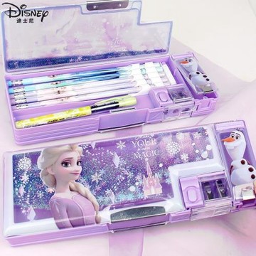冰雪奇緣公主網紅流沙文具盒草莓熊多功能小學生鉛筆盒女大容量