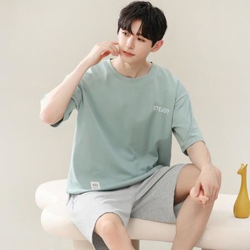 睡衣男夏季莫代爾短袖短褲青少年夏天簡約薄款涼感男士家居服套裝