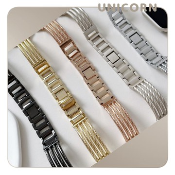 高級感髮絲紋手鐲金屬錶帶 適用Apple Watch S1~8代 替換錶帶 iWatch 手錶帶 Unicorn