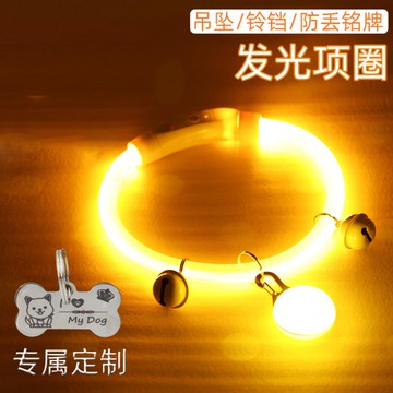 寵物夜晚遛狗項圈USB可充電夜光狗狗脖圈狗銘牌夜間防丟發光圈 99購物節