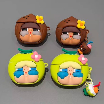 椰青椰皇哭娃 適用蘋果AirPods4代無線藍牙耳機套 AirPods Pro3/2代保護套 哀風1/2/3代耳機保護殼