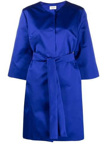 P.A.R.O.S.H. - satin belted coat - women - Viscose/Acetate/Polyester - XS - Blue