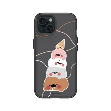 iPhone 15 Clear 酷墨灰 - 無所事事小海豹 The Nothing Seal - 疊在一起變甜筒