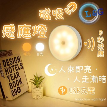 GUARD吉💡升級款8顆LED 感應燈 強磁吸附感應燈 人體感應燈 紅外線感應燈 USB充電 玄關燈 小夜燈 磁吸感應燈