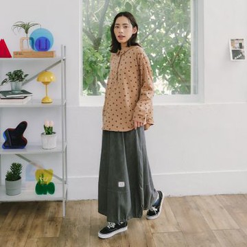 【Dailo】假裝是牛仔棉質八分裙 藍 灰