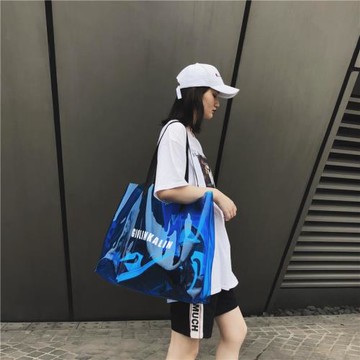時尚潮流透明大包包女新款夏季大容量托特包休閑沙灘手提包購物袋