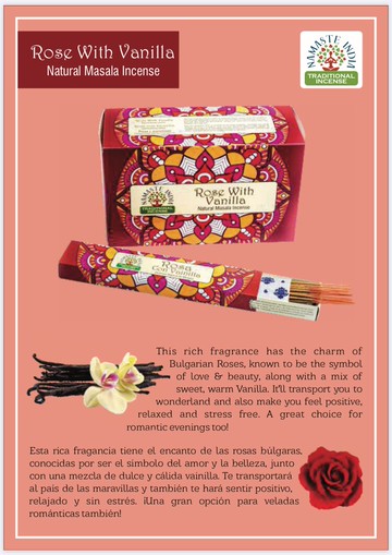 [綺異館] 印度香 namaste 祝福系列- 舒壓保加利亞玫瑰＋香草香 15g 線香 香料香Rose+vanilla