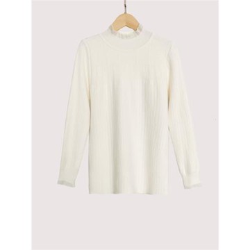 大洪官方嚴選店百搭伴侶秋冬時尚套頭木耳邊半高領毛針織衫打底衫