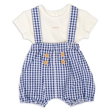 akachan honpo - 吊帶褲+T恤-藍色