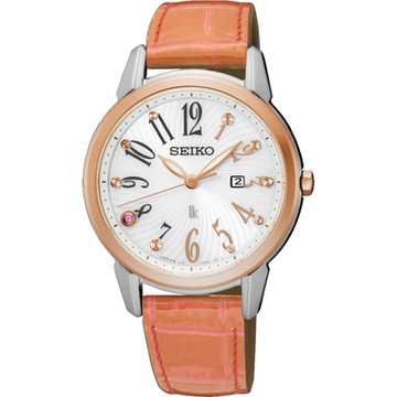 SEIKO精工 LUKIA 美好時光太陽能女錶 雙12購物節 送禮首選-銀x玫塊金框/32mm (SUT306J1)_SK045