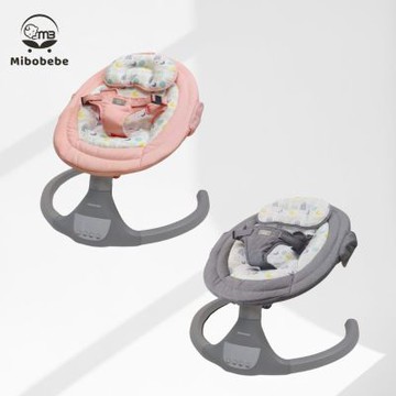 Mibobebe 一鍵安裝LED多功能電動嬰兒搖椅-2色(護脊設計 可坐可躺 觸控面板 藍芽音樂)