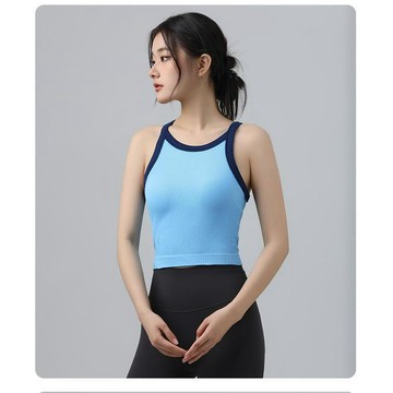 新款撞色高彈運動內衣 女防震健身內衣 瑜伽服 背心 固定杯 固定胸墊設計