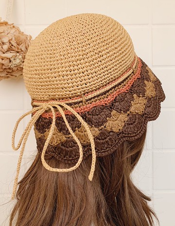 口是心非會習慣散步遮陽帽(焦糖)/編織草帽/紙拉菲草帽/漁夫帽