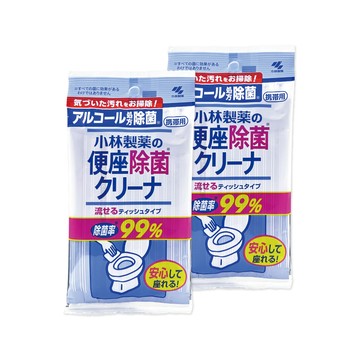 小林製藥 (2包超值組)日本馬桶座墊專用抽取式清潔濕紙巾隨身包10抽/包(拋棄式潔廁濕式衛生紙,公廁馬桶除汙濕巾)