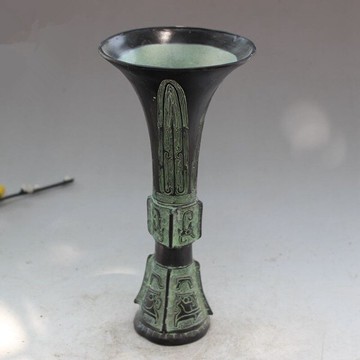 古玩銅器收藏 仿古青銅器 純銅銅觚飲酒器 斛 漢式婚禮倒水器道具1入