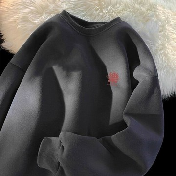 重磅純棉大學T 上衣 大學T 衛衣 秋冬季牌無帽衛衣男女學生寬鬆圓領刷毛百搭ins上衣 秋冬男裝 保暖男裝 韓版男裝