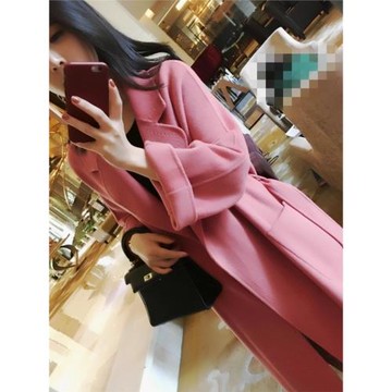 菲芊高端雪松粉雙面羊絨大衣女長款2025年新款毛呢大衣小個子外套