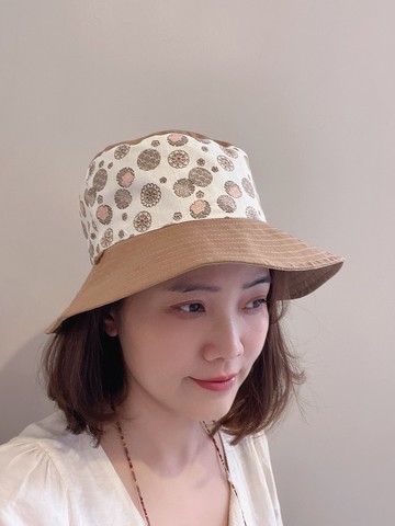 防潑水雙面寬簷漁夫帽  日式小花