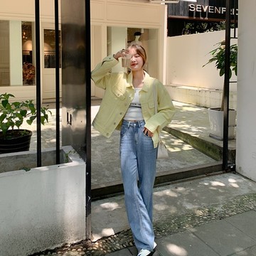 [米蘭精品] 牛仔外套丹寧夾克-百搭寬鬆黃色休閒女外套74dd13