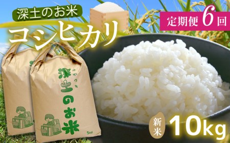 定期便6回 深土の特別米コシヒカリ 10kg×6(2ヶ月毎×6回) 減農薬