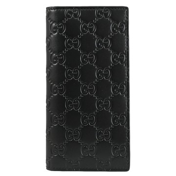 GUCCI GG LOGO壓花皮革對開多卡長夾.黑