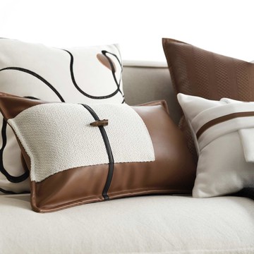 抱枕 靠枕 柏洛斯家居輕奢淺色沙發抱枕搭配酒店樣板間客廳床頭靠墊套腰枕S0104快速出貨