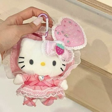 臺灣出貨💥三麗鷗Kitty洛麗塔NIC女僕蘿莉蕾絲帽子愛心扣毛絨包掛件鑰匙扣