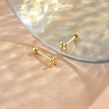 高級感圓珠耳釘年新款潮純銀睡覺不用摘耳環防過敏小巧精致女