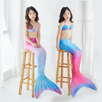 歐美外貿兒童美人魚尾巴兒童泳衣寶寶游泳衣可裝脚蹼女孩表演服