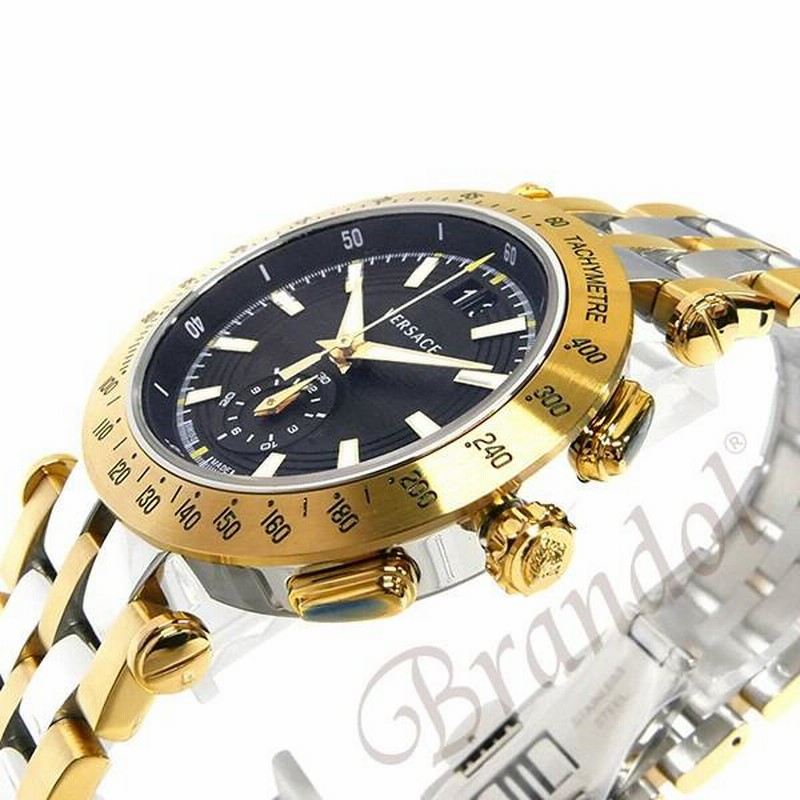 ヴェルサーチ V-RACE VAH ゴールド 黒文字盤 42mm メンズ腕時計